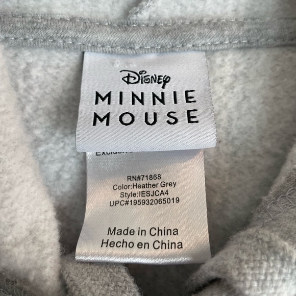 Disney Minnie Mouse Floral Embroidery Fleece Sweatshirt Hoodie Gray/Multicolor - Picture 5 of 10